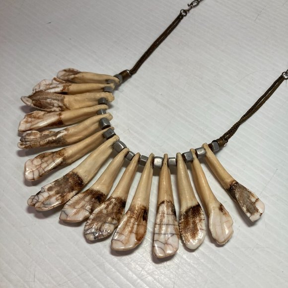 Wild Boar Tooth Necklace African Tribal Style - Picture 7 of 12